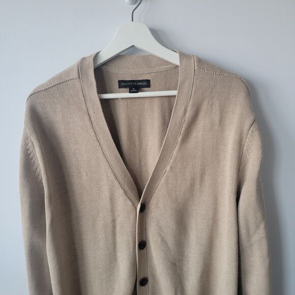 Tricots st Raphael mens v-neck Cardigan size XL long sleeve Beige - Picture 3 of 8